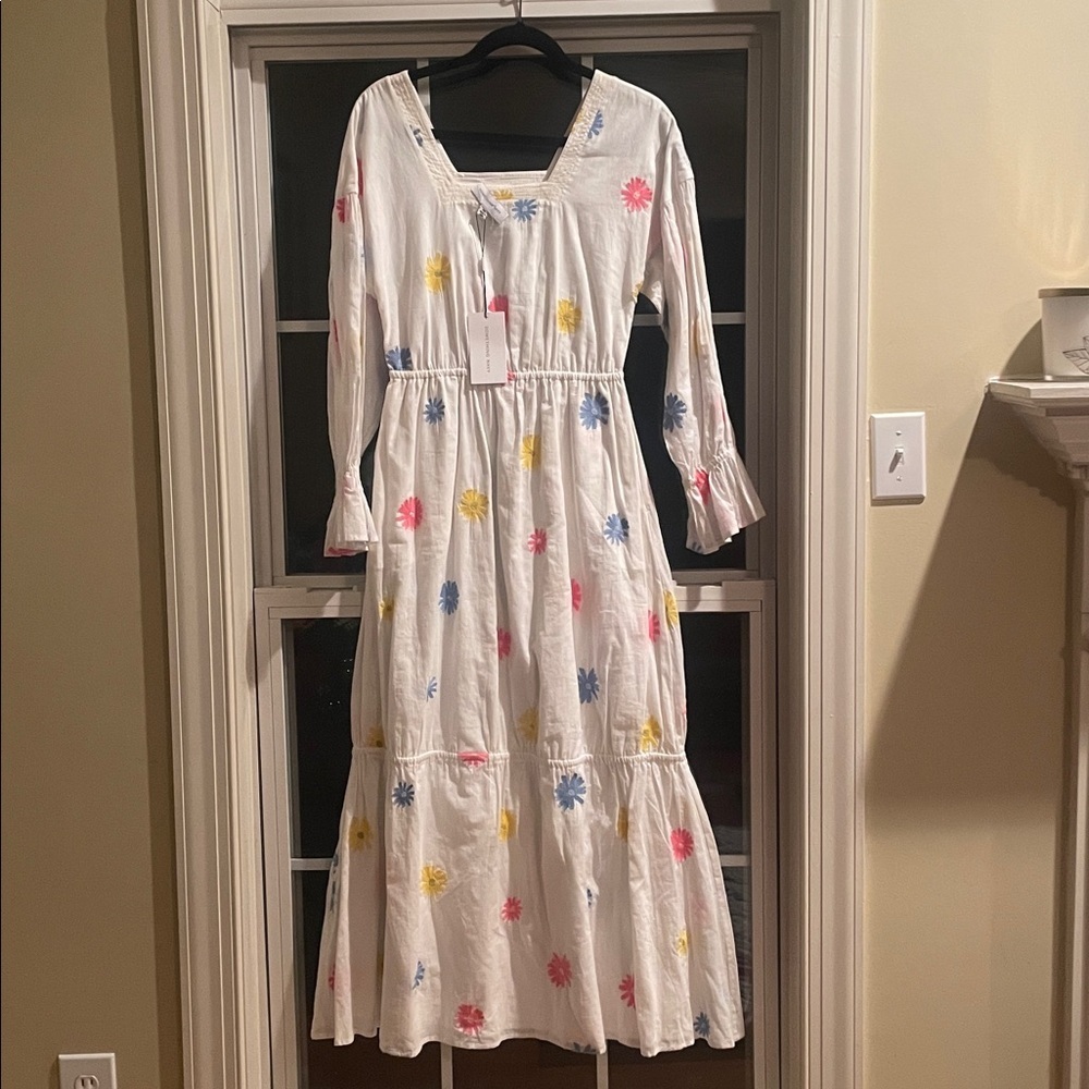 NWT Something Navy Embroidered Tiered Long Sleeve Floral Maxi Dress - Picture 5 of 16